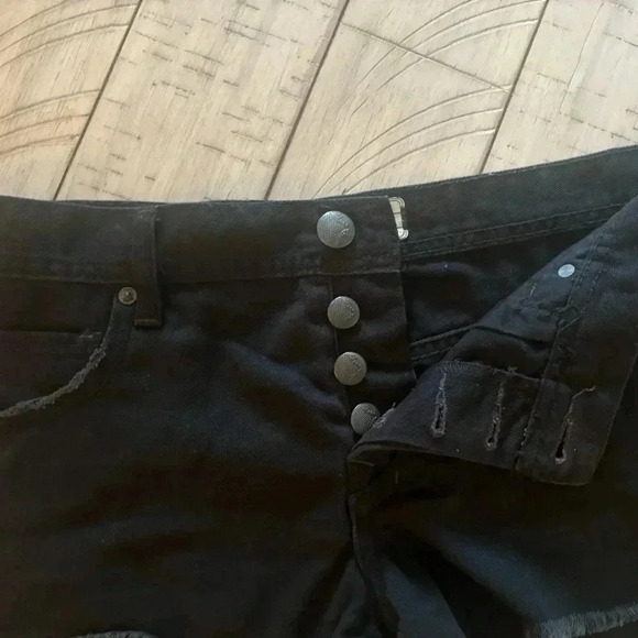 Free People Distressed Black Denim Shorts 27 - Picture 2 of 5